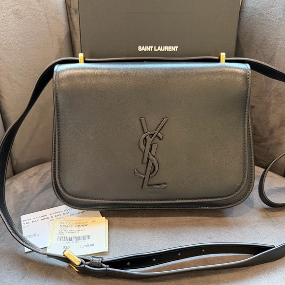 Yves Saint Laurent Spontini Saddle Bag Black in Smooth Calfskin Monogram Camera - Picture 1 of 17
